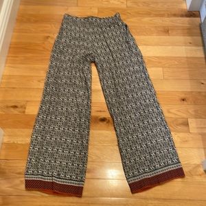 Wide leg cotton patterned pants